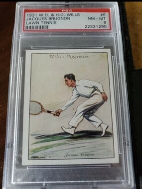 1931 WD and HO Wills Lawn Tennis card #5 Jacques Brugnon  PSA 8 NM/M